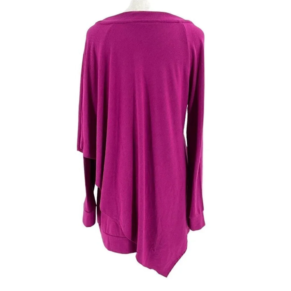 Soft Surroundings Cape-Overlay Soft V-Neck Long Sleeve Tunic Top Purple size XS
